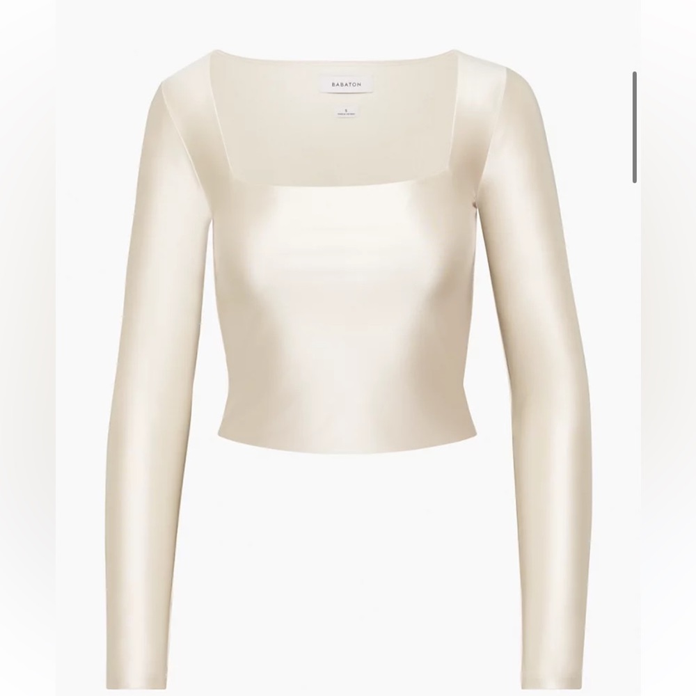 Aritzia Satinette Squareneck Longsleeve Matte Pearl size S